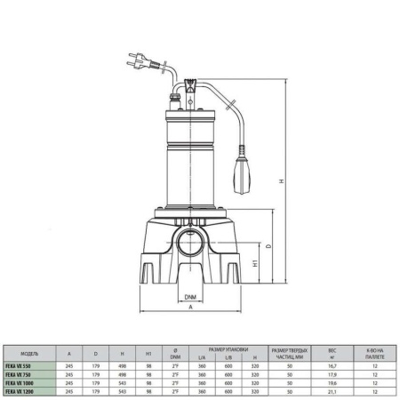 Фекальный насос DAB Feka VX 1200 M-A, 103045120